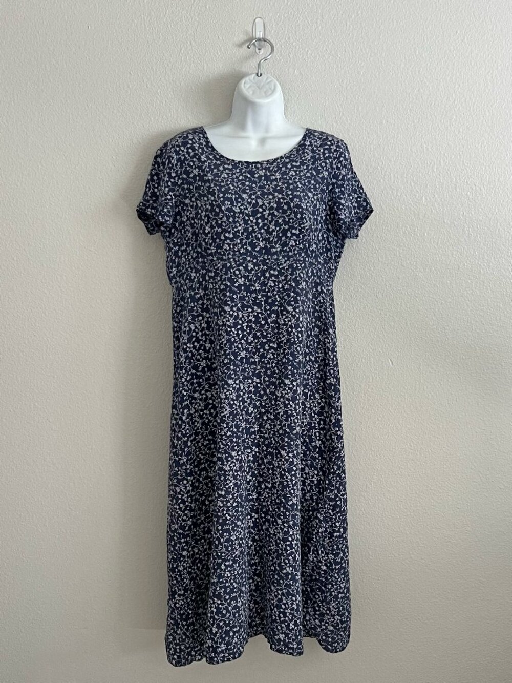 90s Empire Waist Silk Floral Navy Maxi Dress Bridgewater Classics Size 8 Petite